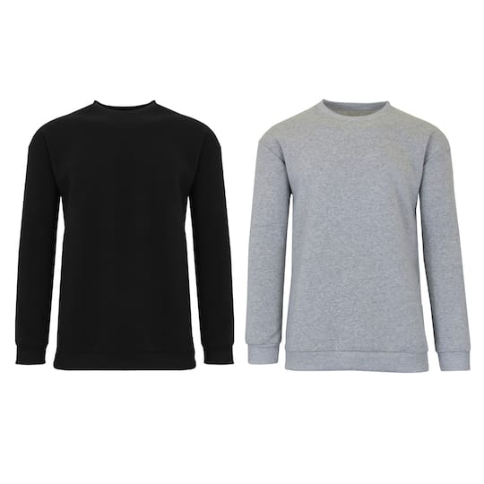Galaxy by Harvic Fleece-Lined Men's Crew Neck Pullover Sweatshirt 2 Pack